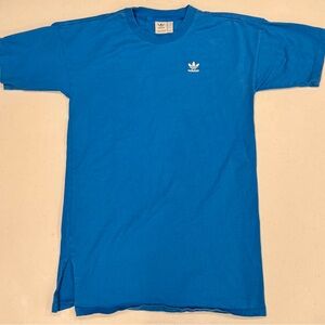 Adidas Embroidered Logo T Shirt Mini Dress Bright Blue Bluebird XS